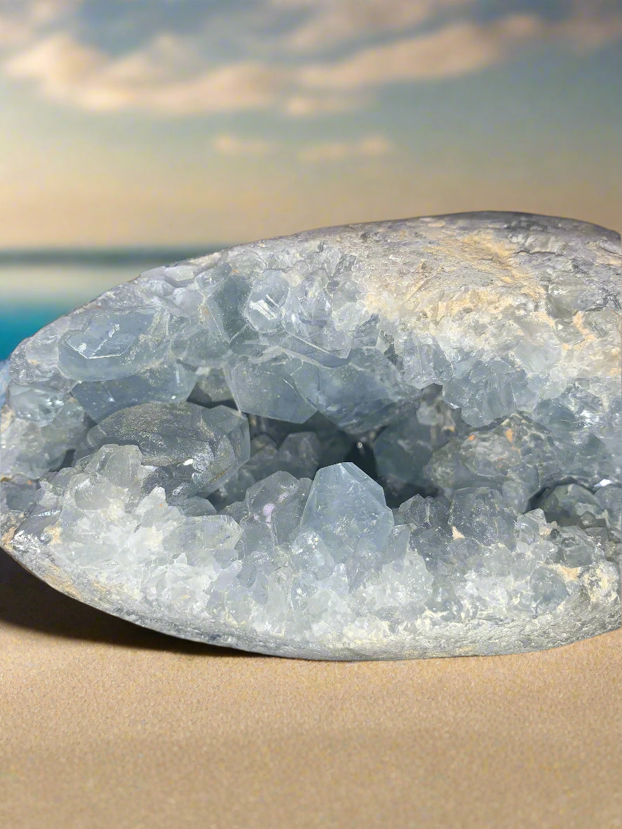 5.3" Celestite Geode Egg