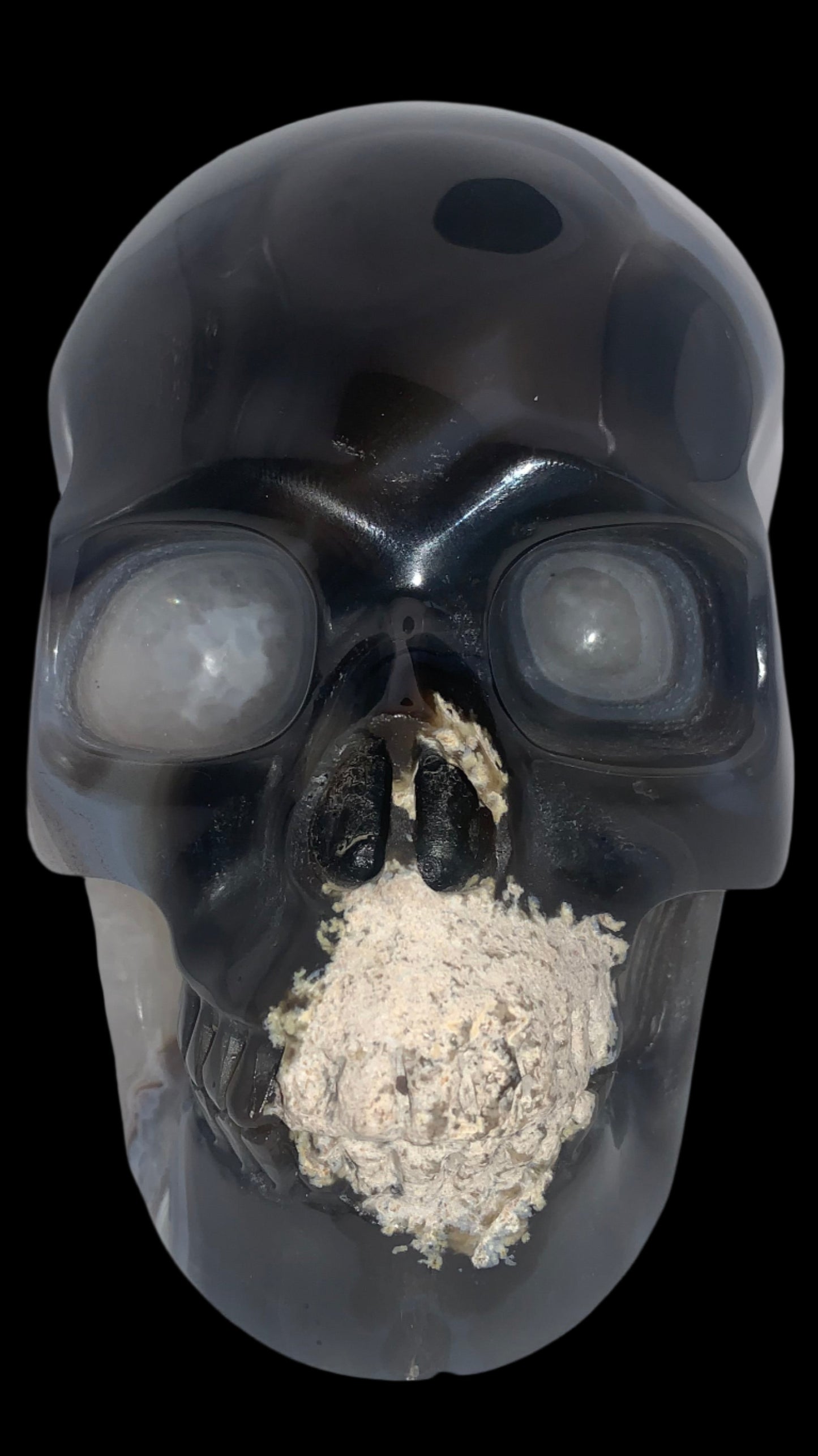5.4" Agate, Quartz & Seraphinite Skull