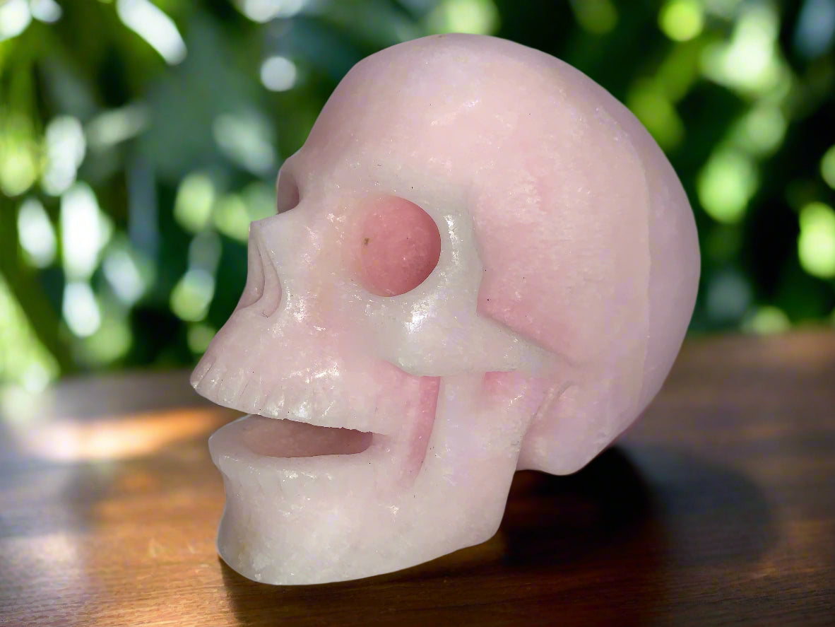 5.2" Rare Pink Aragonite Laughing Skull