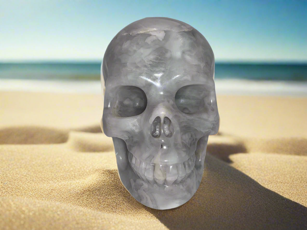 4.3" Crazy Lace Agate Skull
