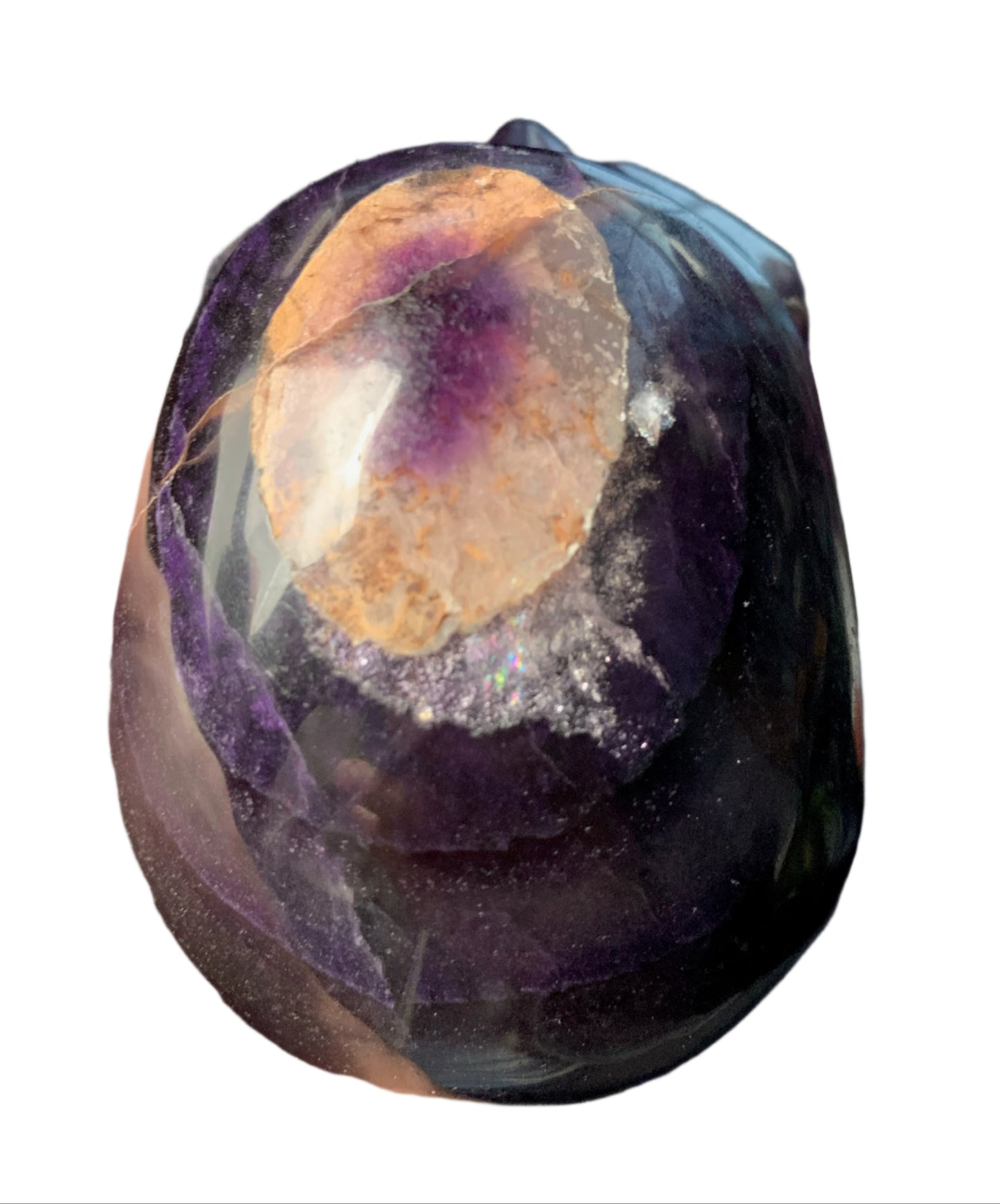 Cráneo de fluorita violeta de 4,7" con arcoíris