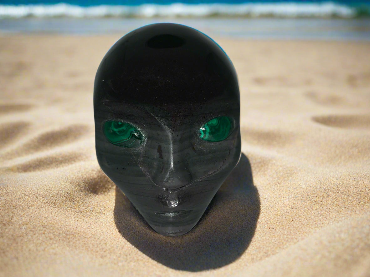 4" Polychrome Jasper w/ Malachite Eyes