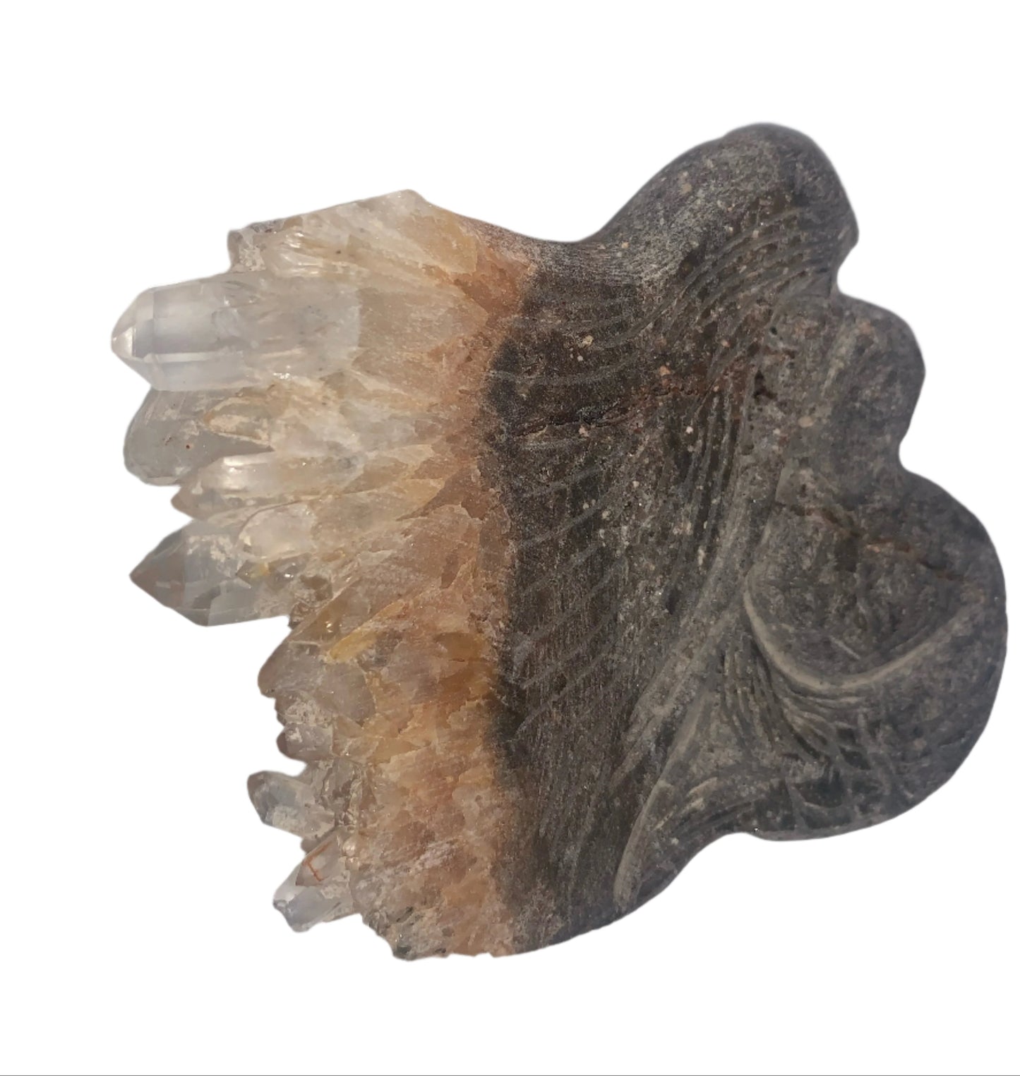 Quartz Cluster Mermaid Carving