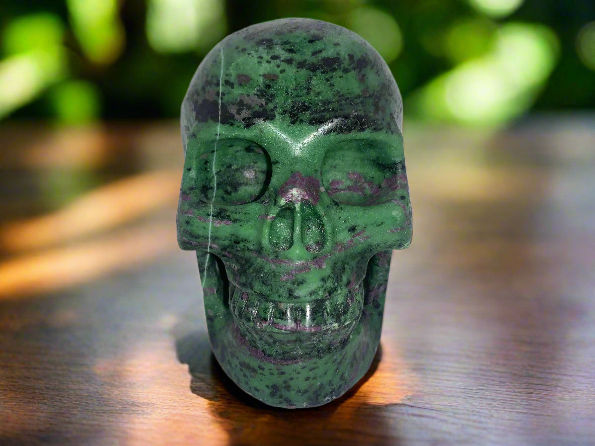 5.3" Ruby Zoisite Skull