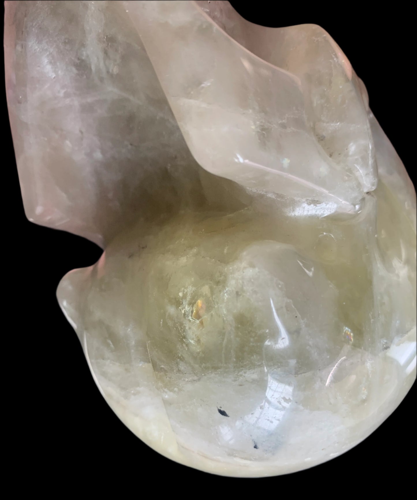 5.4" Citrine & Tourmaline Skull w/ Rainbows