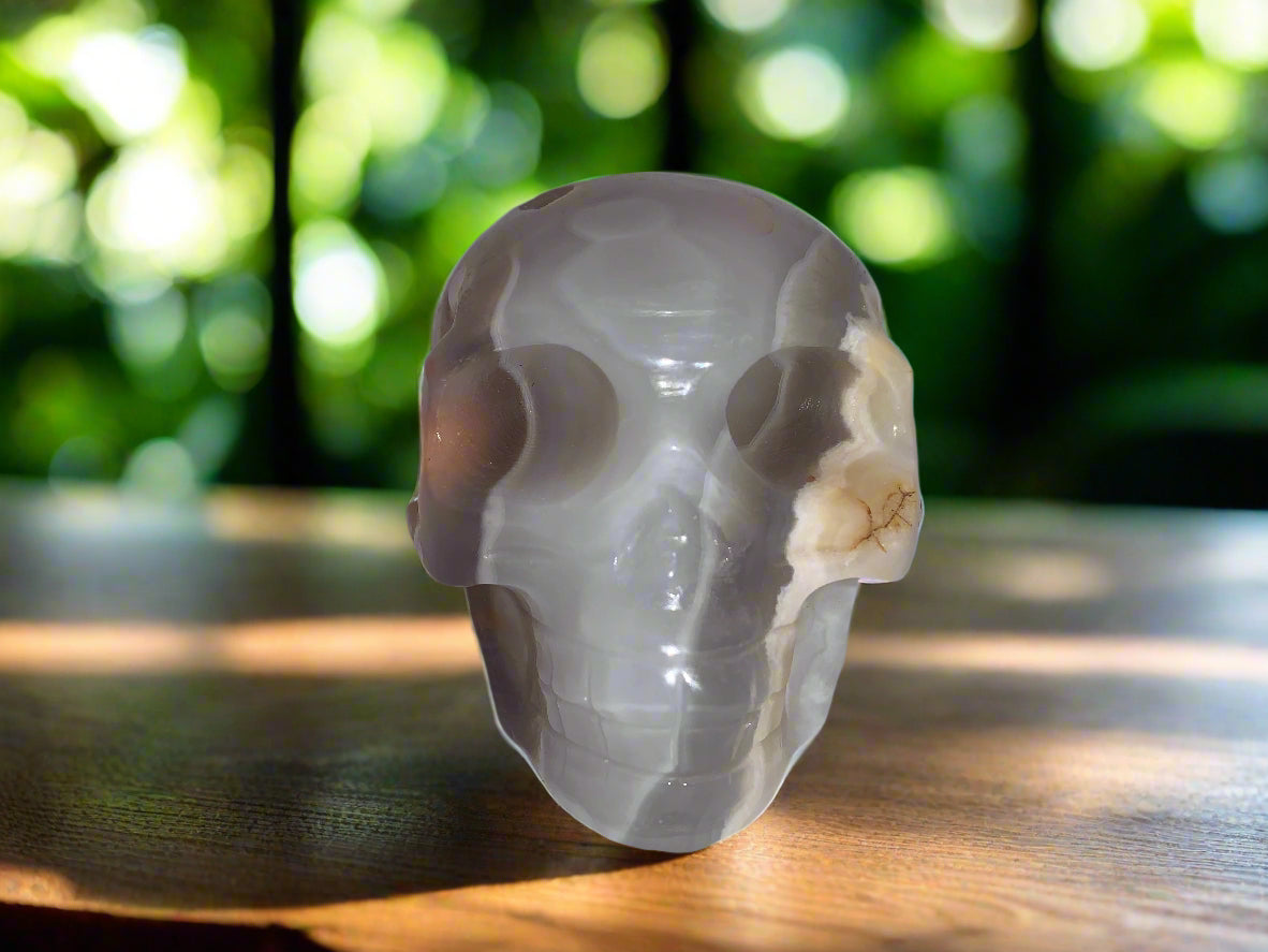 3.1" Flower Agate Skull
