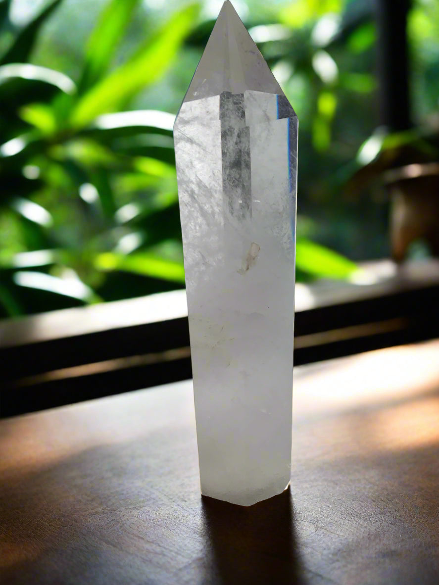 9lb Clear Quartz & Tourmaline Tower w/ Rainbows