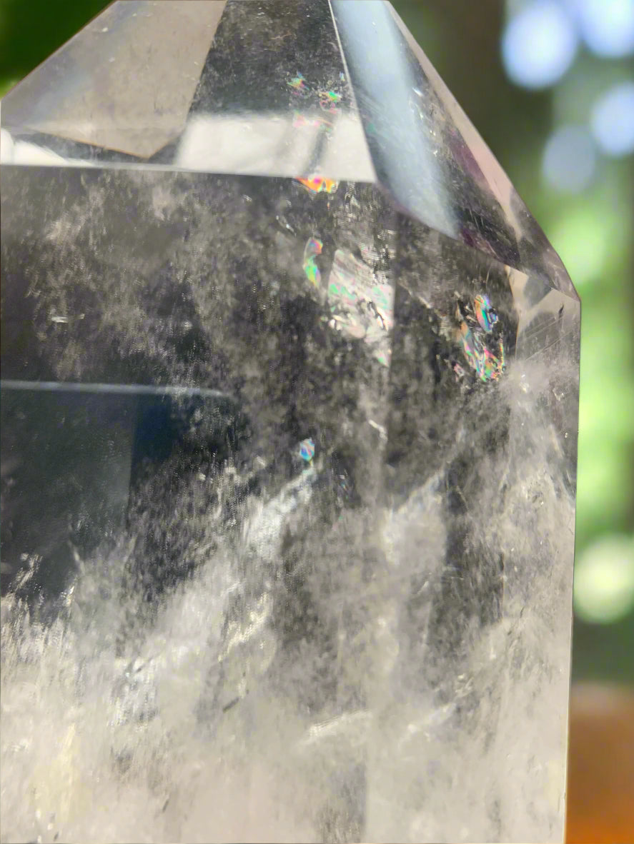 9lb Clear Quartz & Tourmaline Tower w/ Rainbows