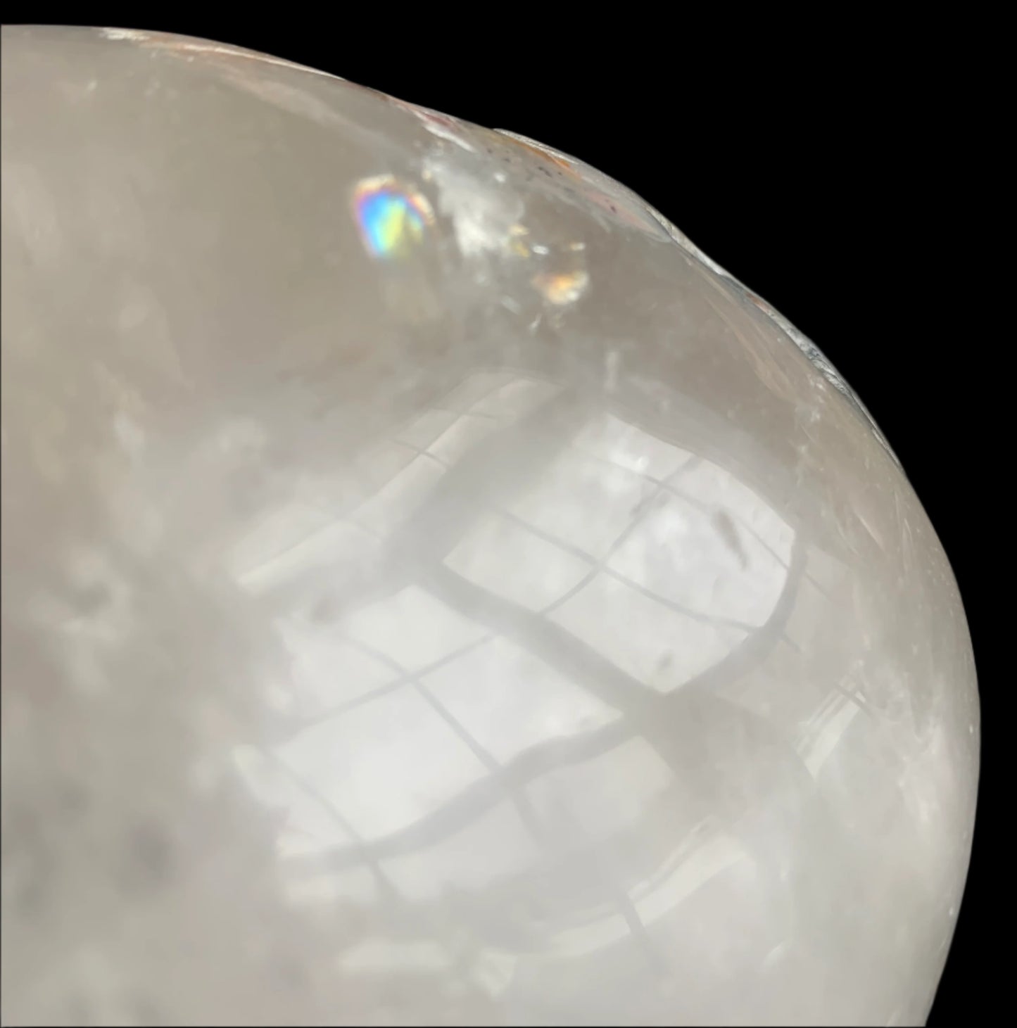 6.3" Quartz, Green Tourmaline & Chlorite Skull w/ Rainbows