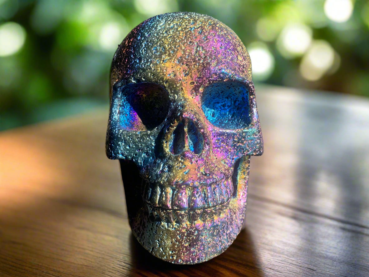 7.25" Rainbow Aura Lava Stone