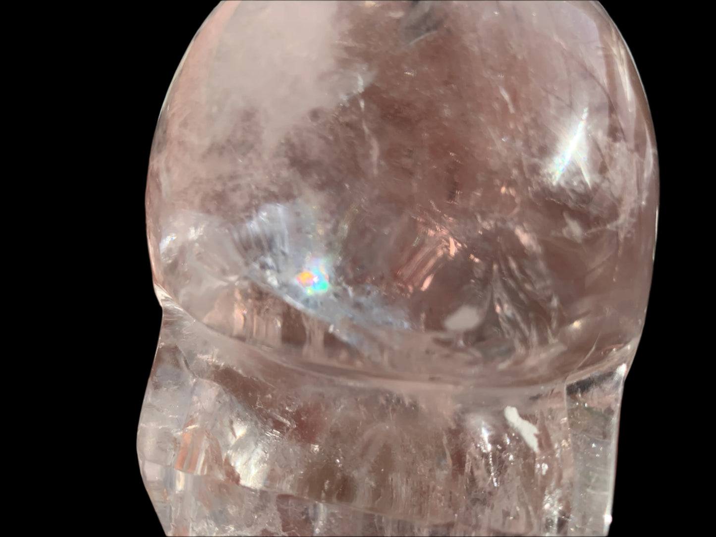 Cráneo de cuarzo del Himalaya de 4,6" con arcoíris