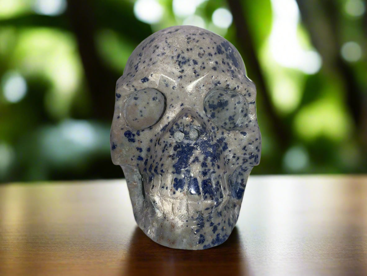 4.3" Raindrop Azurite / K2 Granite Skull