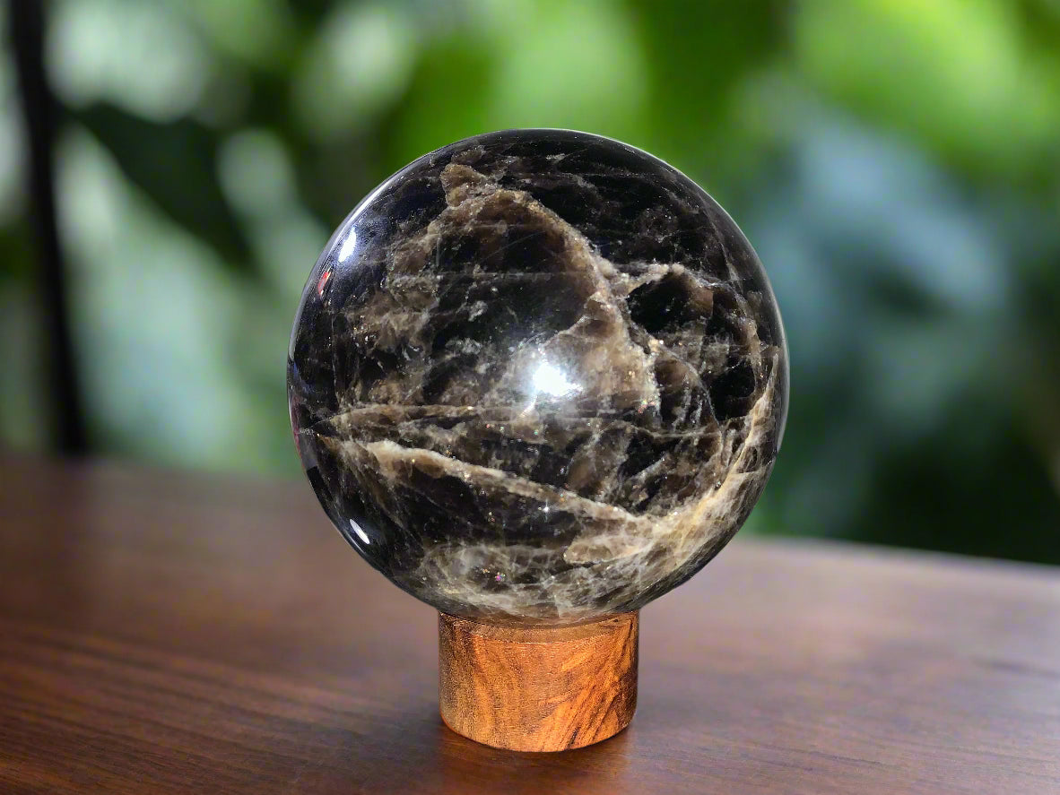 4.4" Morion Quartz Sphere w/ Rainbows