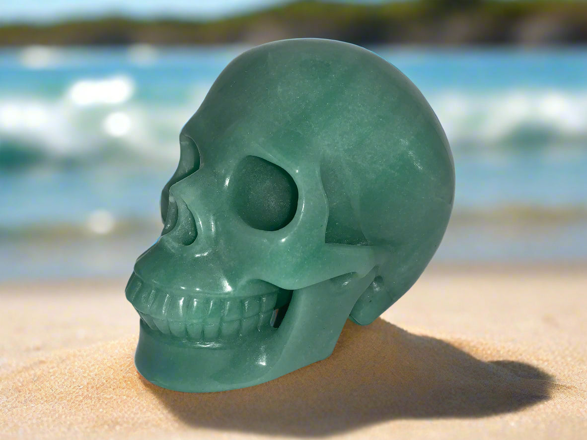 5.3" Green Aventurine Skull
