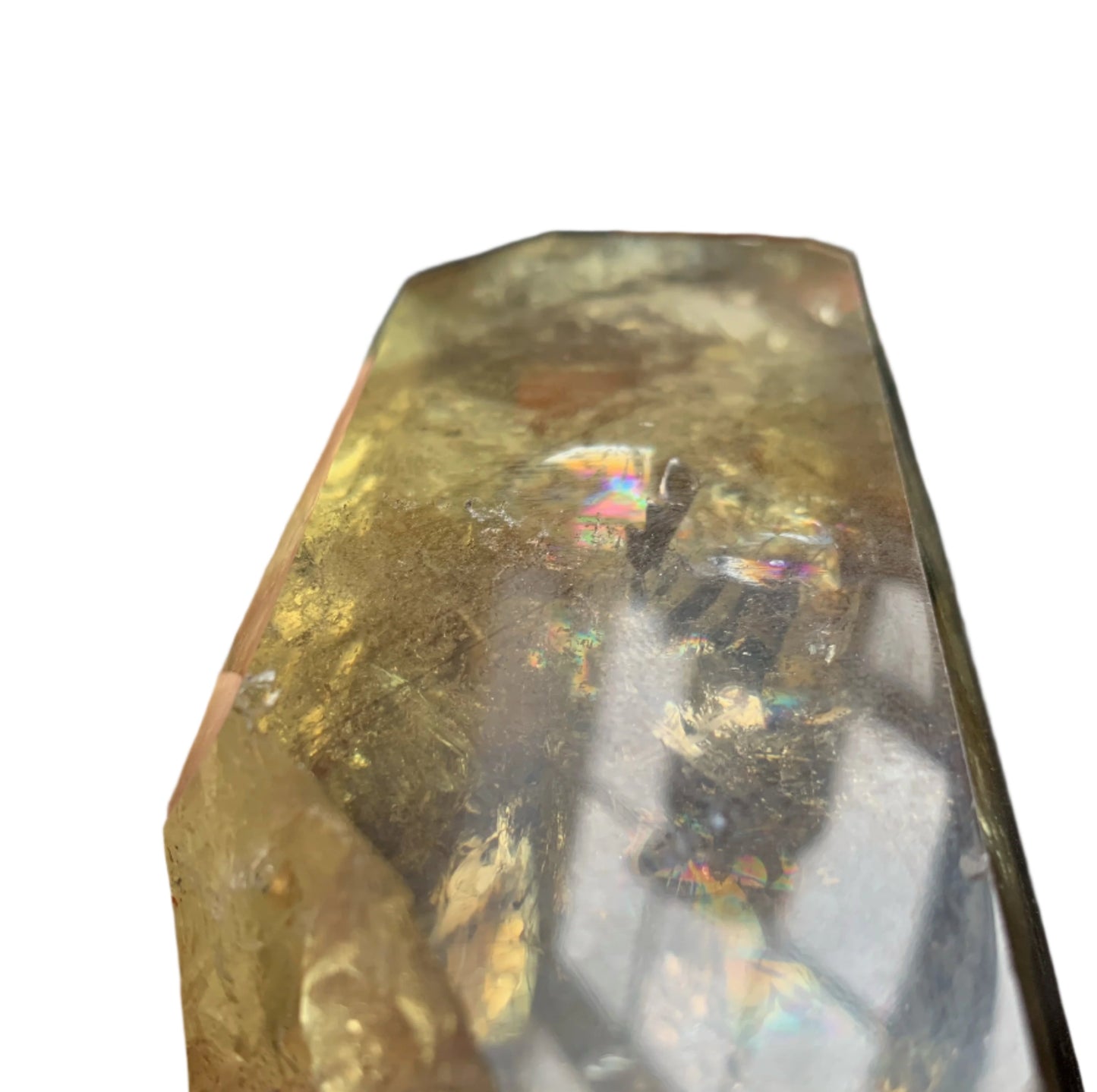8.125" Smoky Citrine Time Keeper Generator Obelisk w/ LOTS OF RAINBOWS