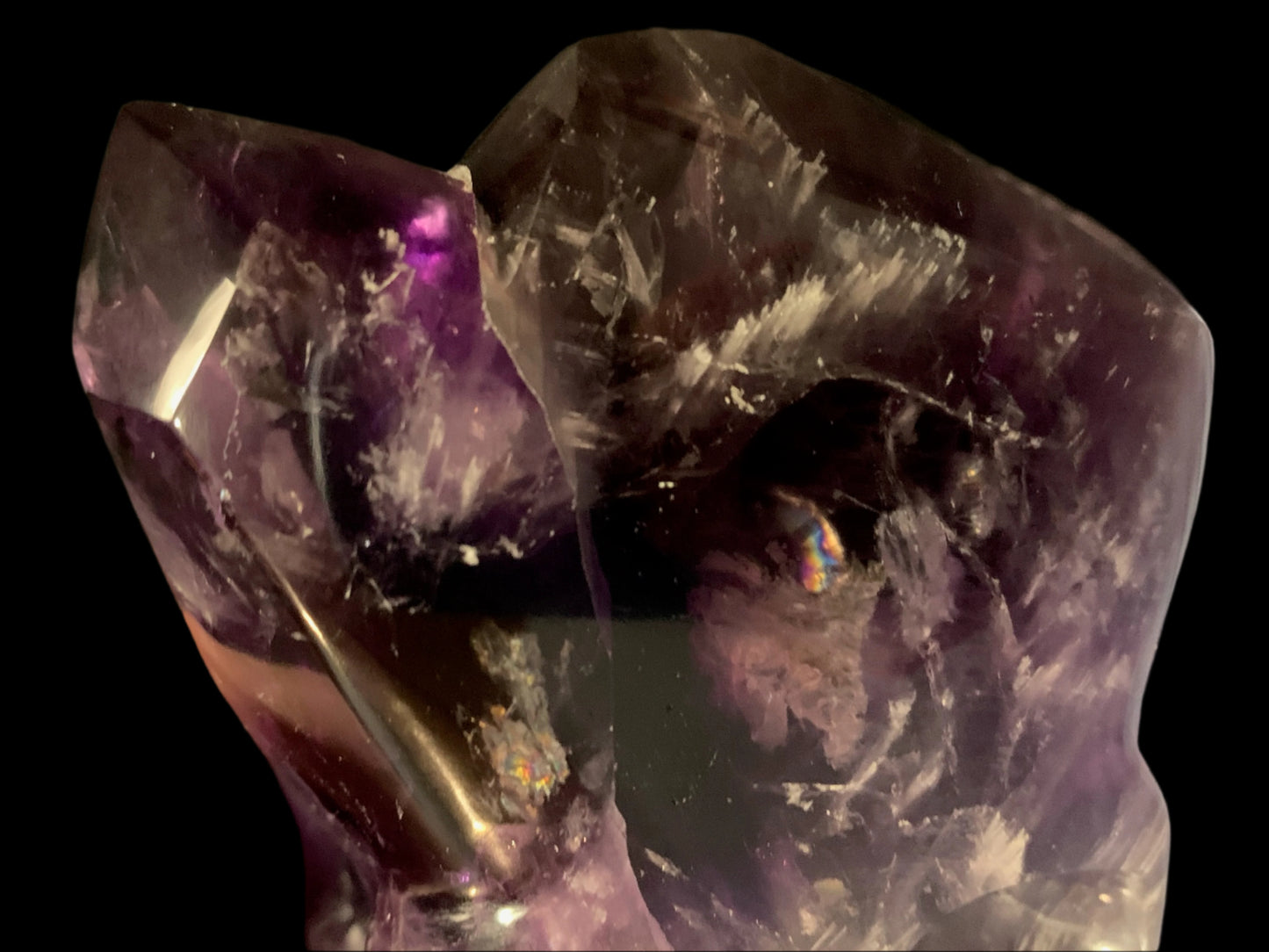 6.75" Alpine Amethyst Double Generator Skull w/ Rainbows