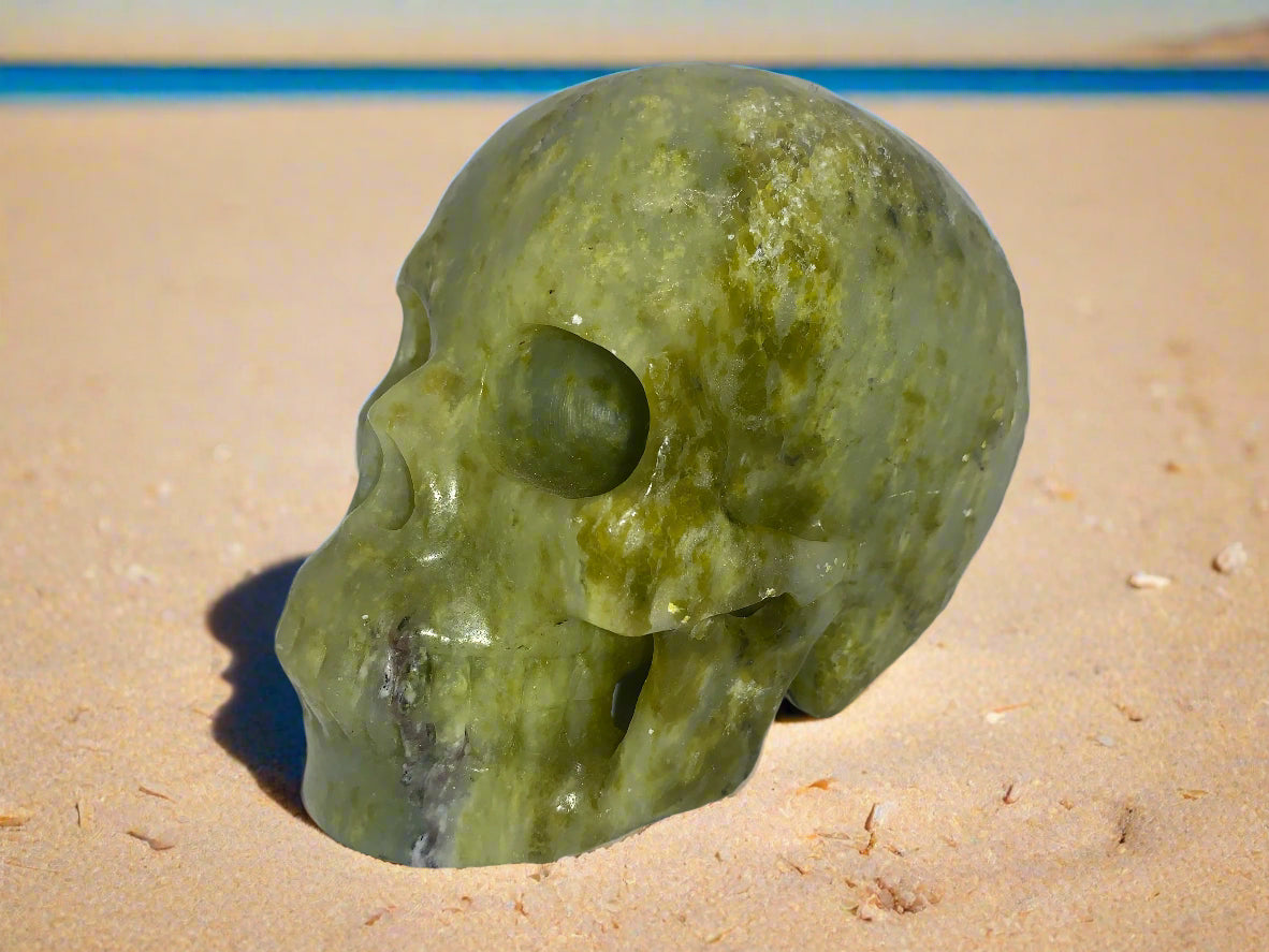 5.2" Opalized Serpentine Marble Skull