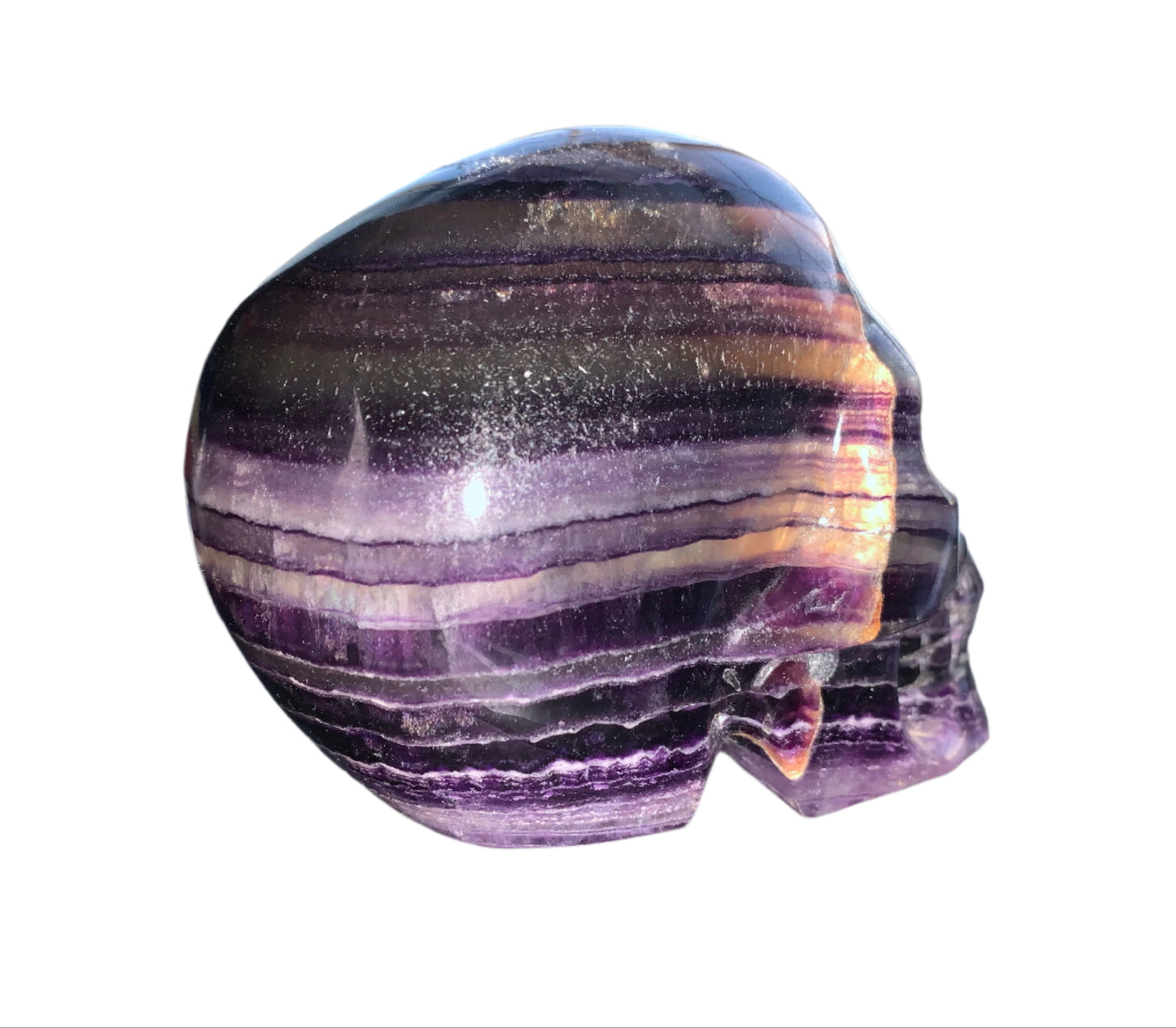 Cráneo de fluorita violeta de 4,7" con arcoíris