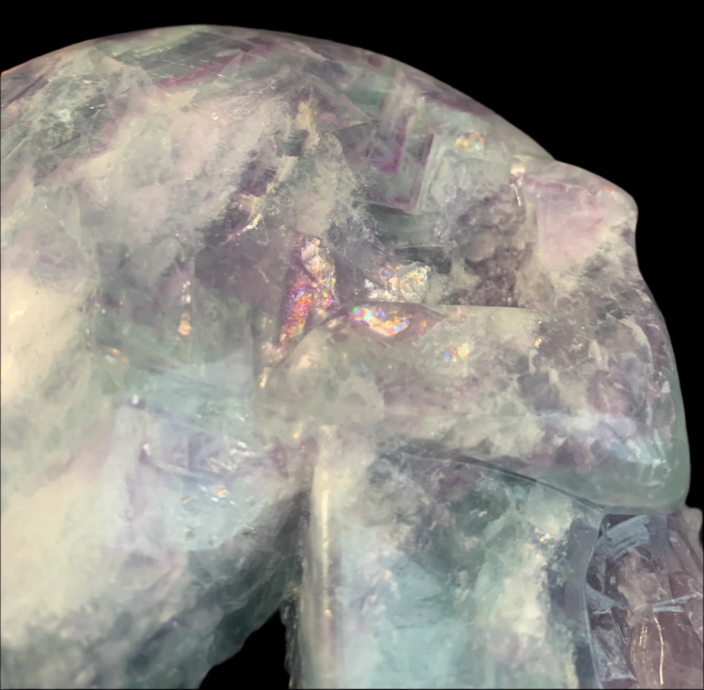 6" Rainbow Fluorite Skull w/ Rainbows