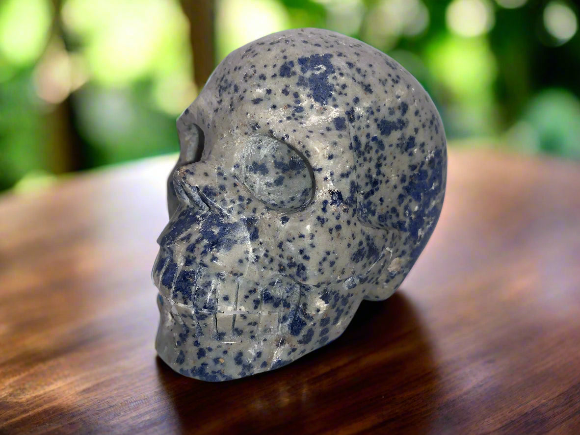 4.3" Raindrop Azurite / K2 Granite Skull