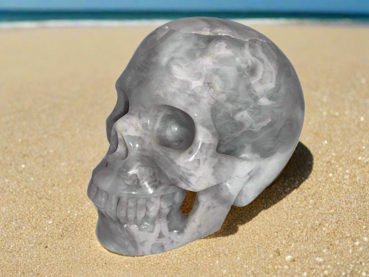 4.3" Crazy Lace Agate Skull