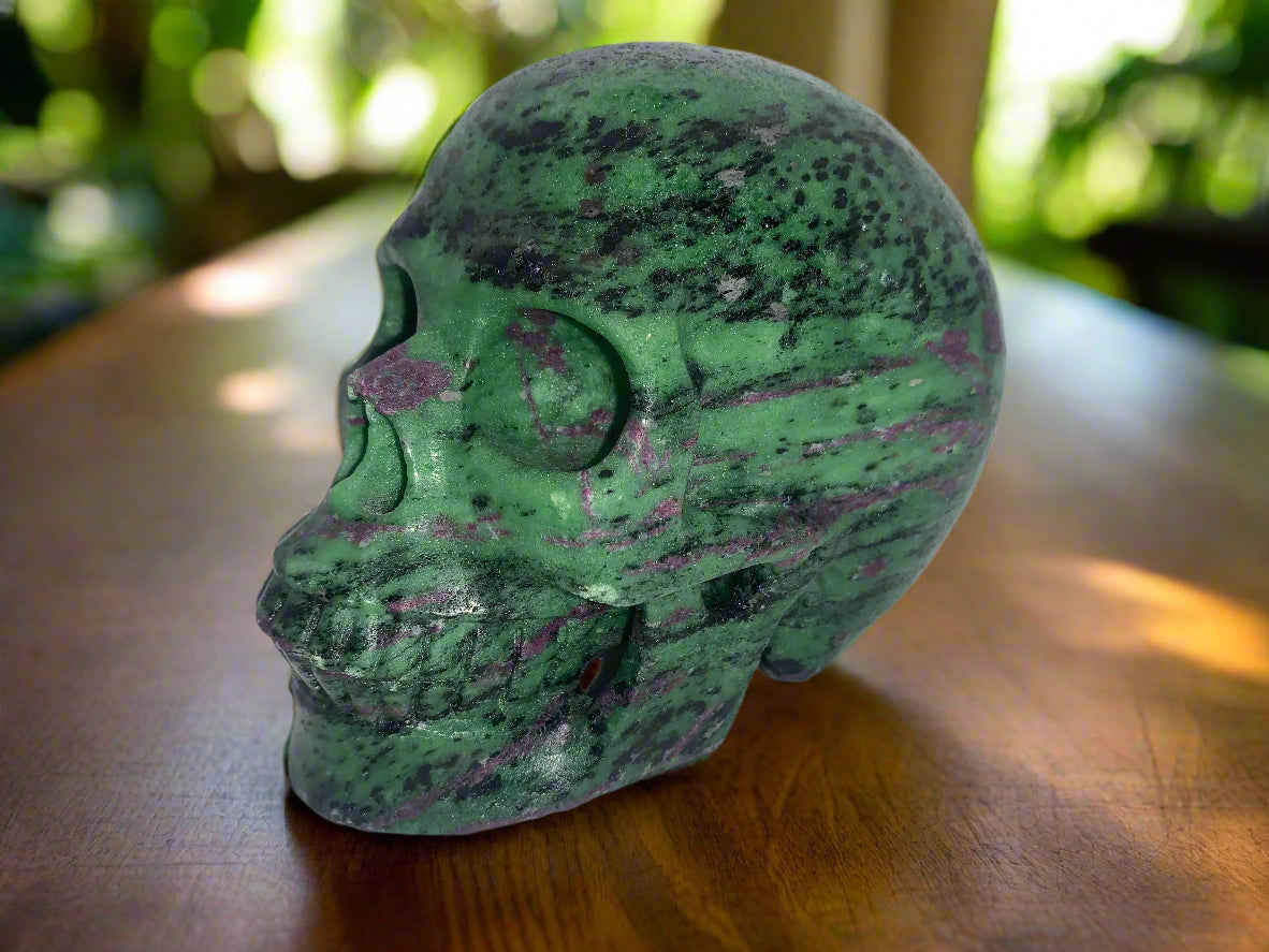 5.3" Ruby Zoisite Skull