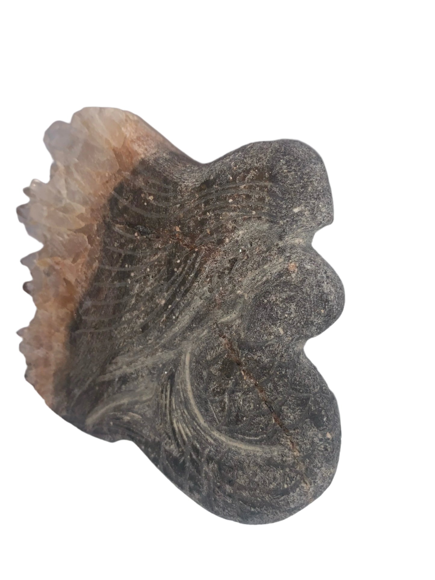 Quartz Cluster Mermaid Carving