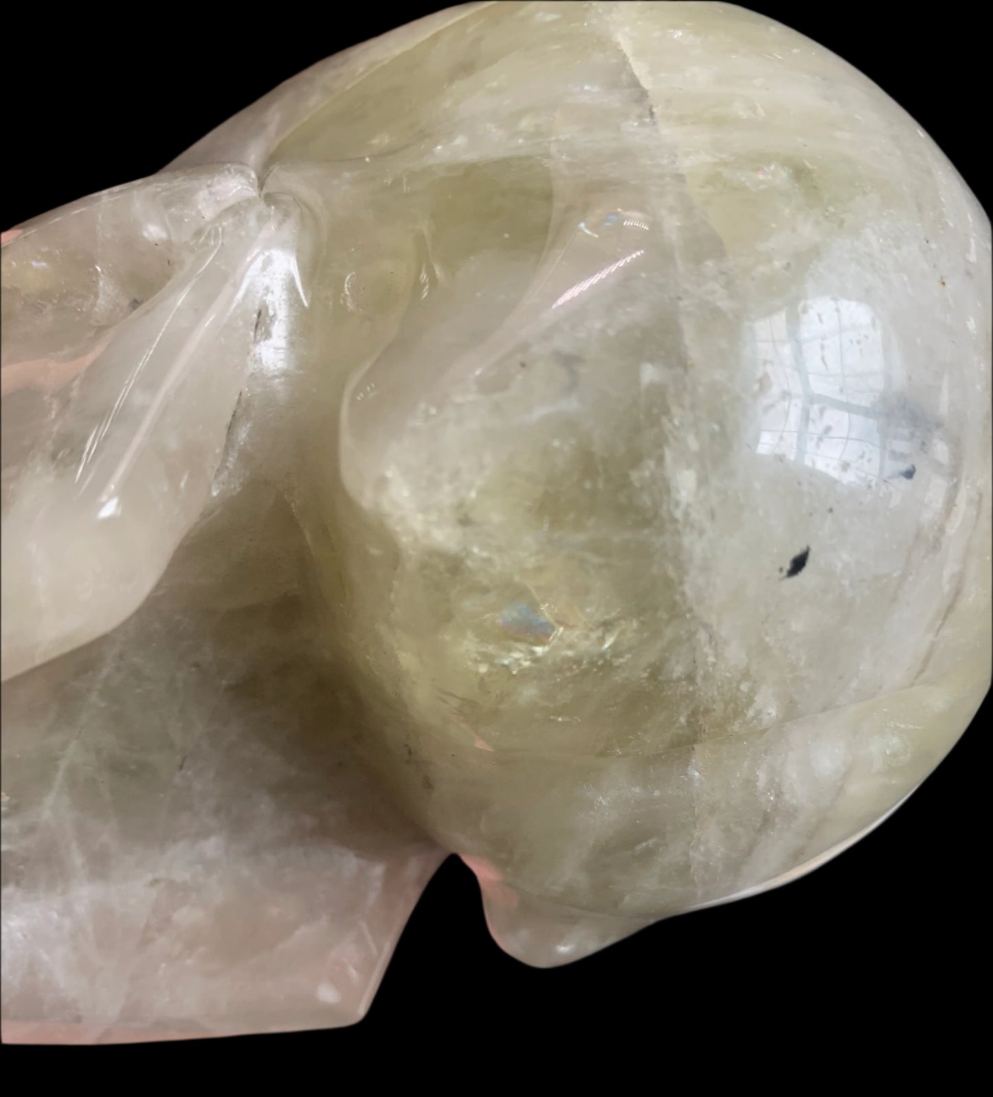 5.4" Citrine & Tourmaline Skull w/ Rainbows