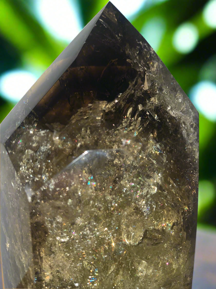 6.2" Smoky Citrine Channeler & Code Keeper Quartz Point w/ Rainbows