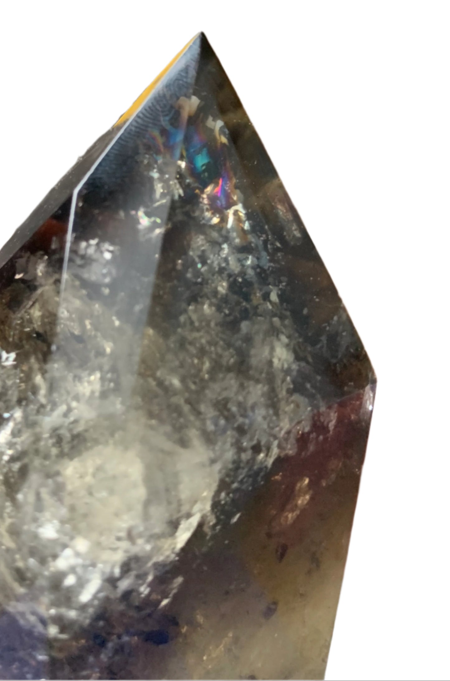6.2" Smoky Citrine Channeler & Code Keeper Quartz Point w/ Rainbows