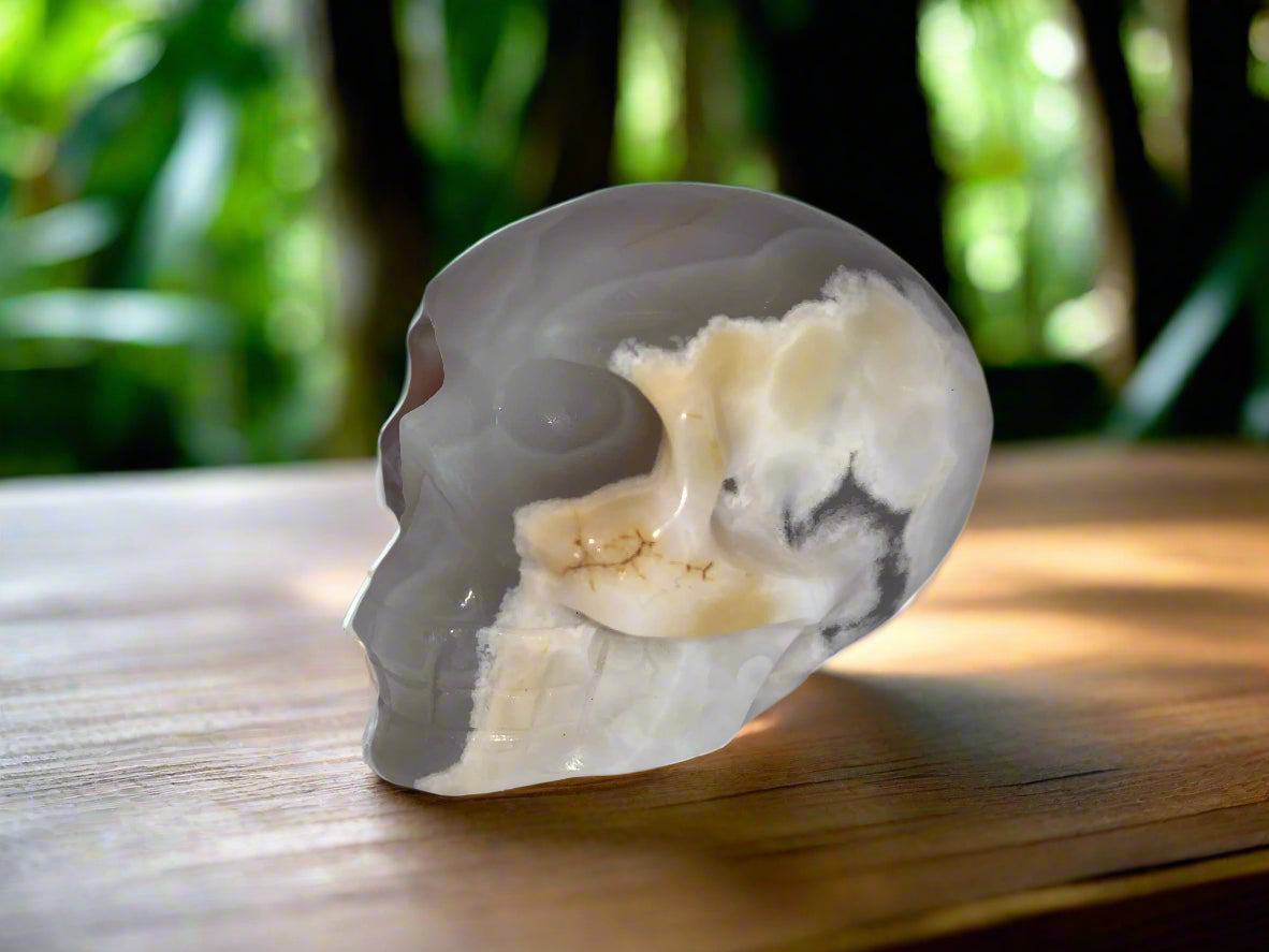3.1" Flower Agate Skull