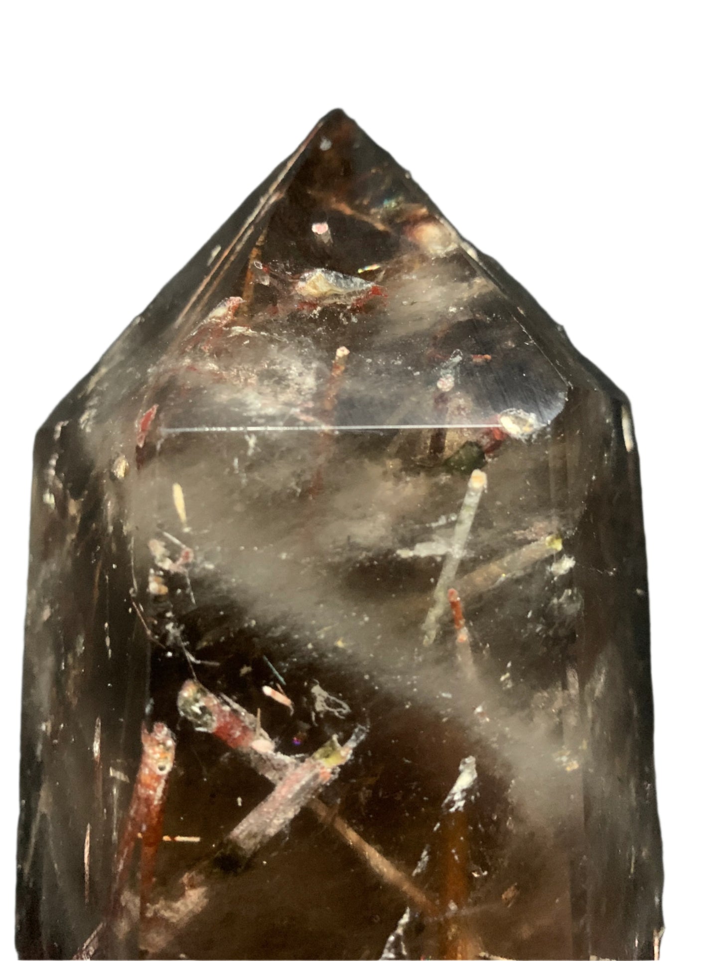 5.6" Rutilated Morion Quartz Point w/ Rainbows