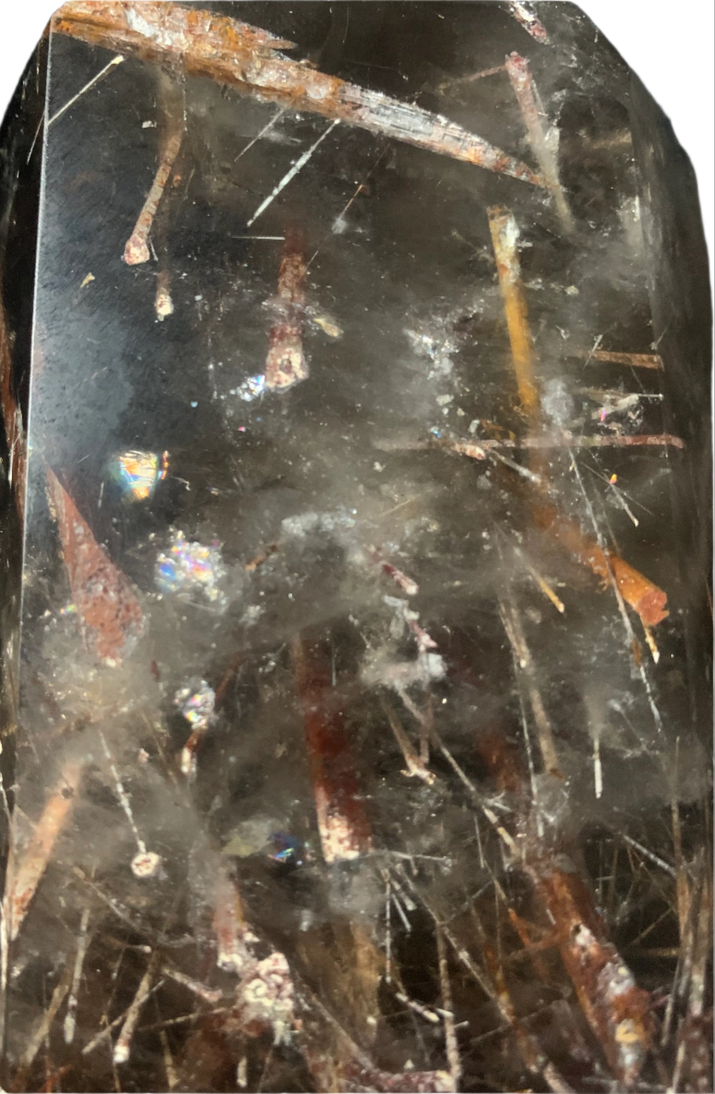 5.6" Rutilated Morion Quartz Point w/ Rainbows