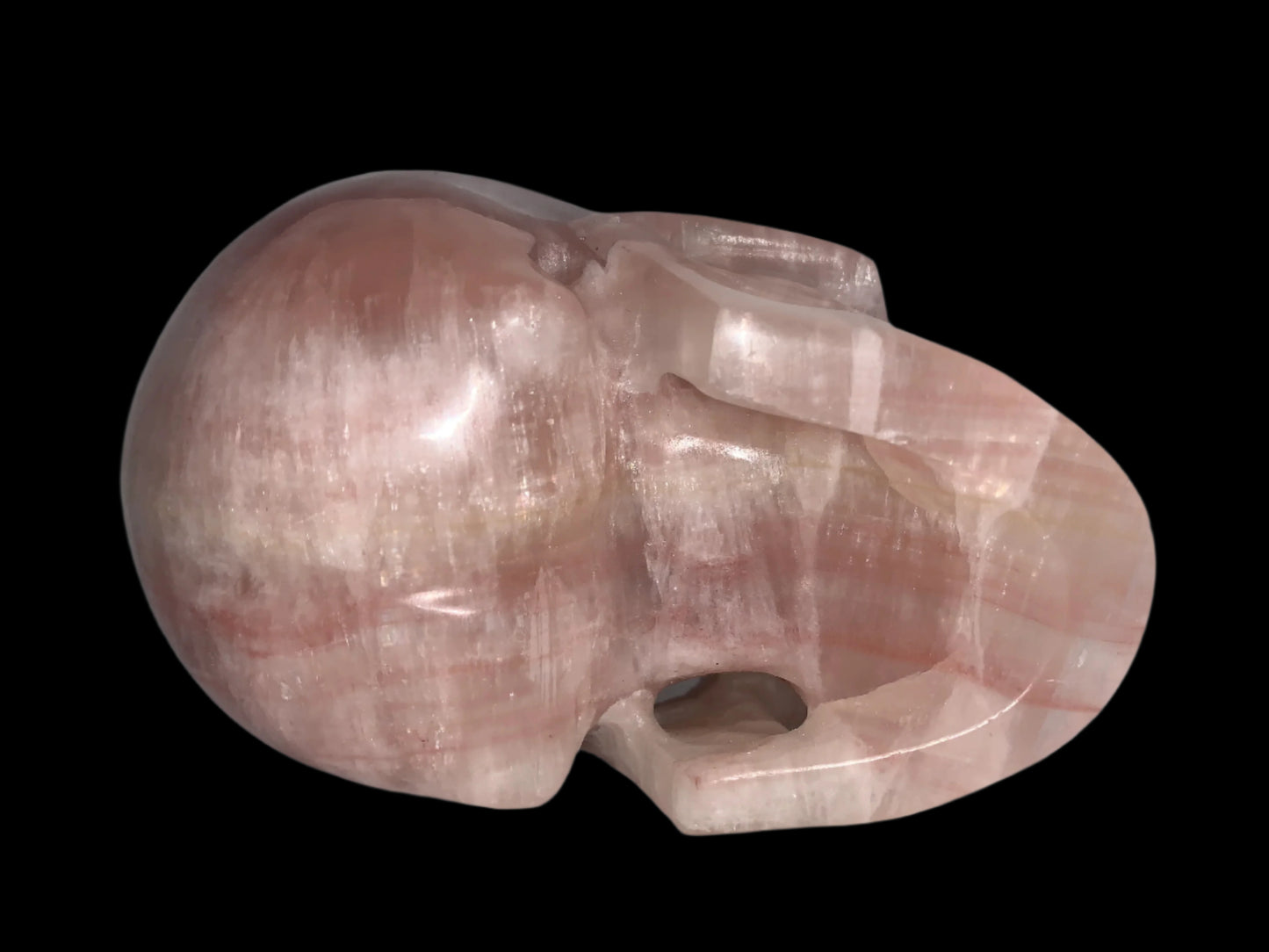 5.3" Pink Calcite Skull w/ Rainbows