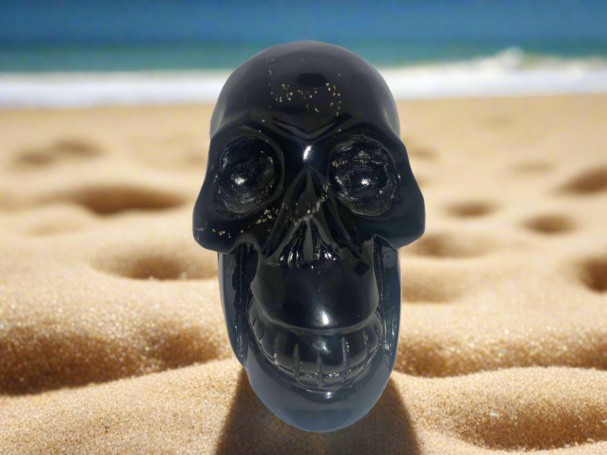 3.9" Golden Sheen Obsidian Skull