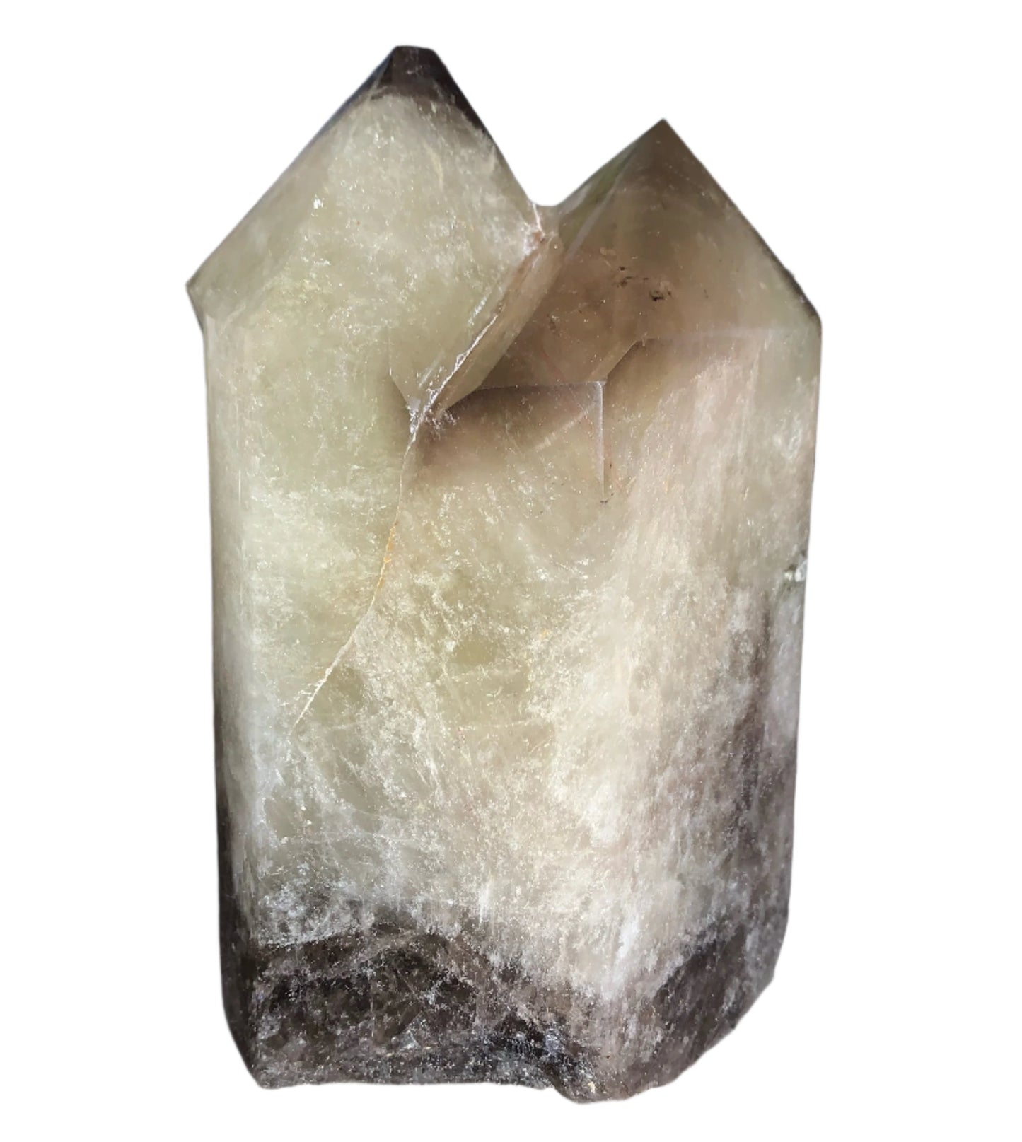 Torre de citrino ahumado Twin Phantom de 4 lb y 1 oz