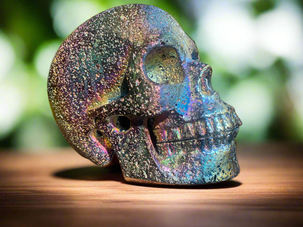 7.25" Rainbow Aura Lava Stone