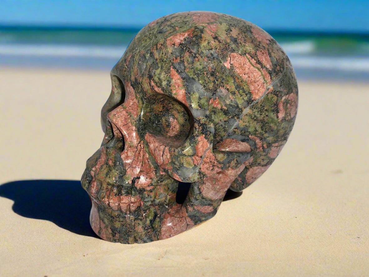 5.4" Unakite Jasper Skull