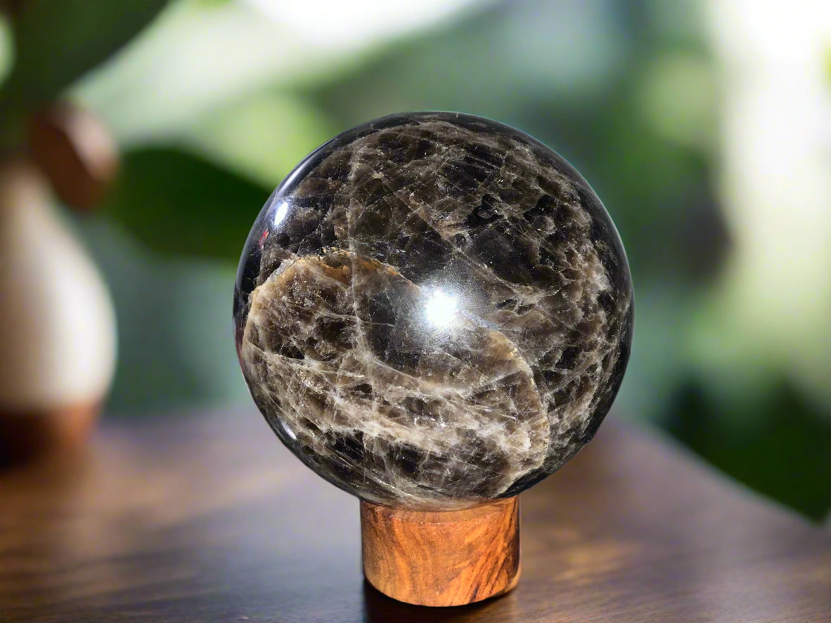 4.4" Morion Quartz Sphere w/ Rainbows