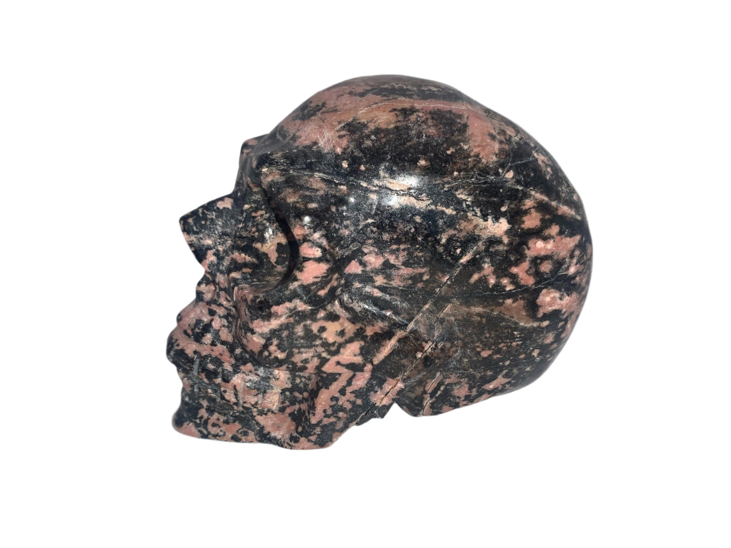 4.5" Peach Blossom Rhodonite Skull