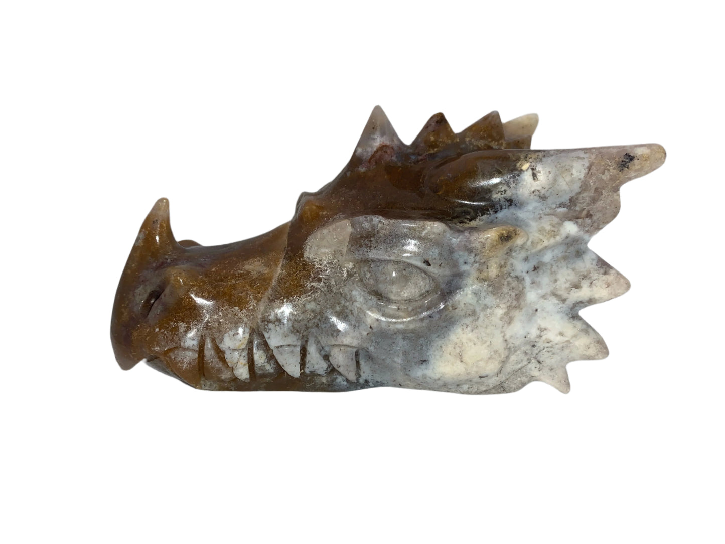 Ágata musgosa de 6,2" con dragón de calcedonia