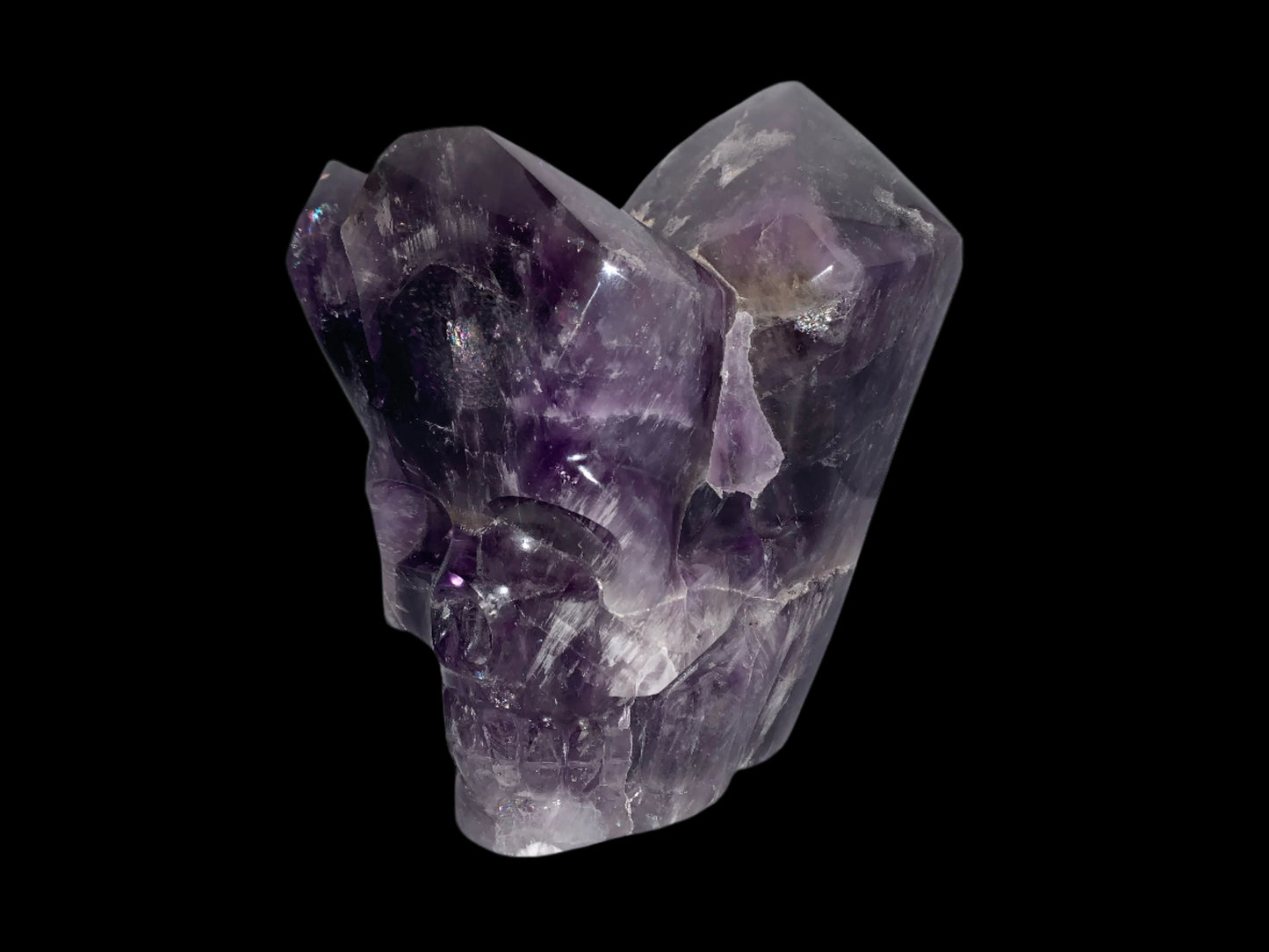 6.75" Alpine Amethyst Double Generator Skull w/ Rainbows