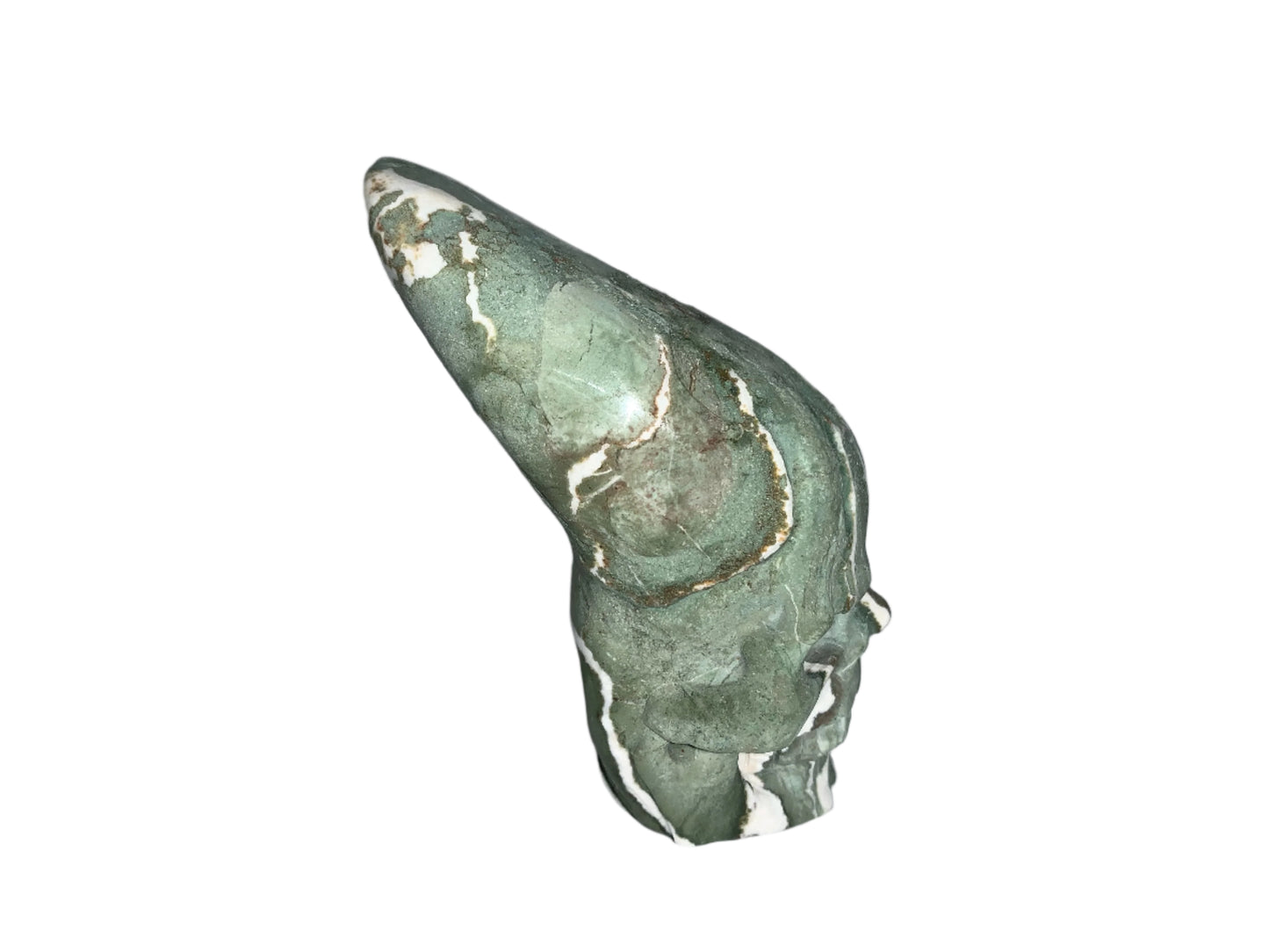 4.2" Green Zebra Jasper Palm Skull