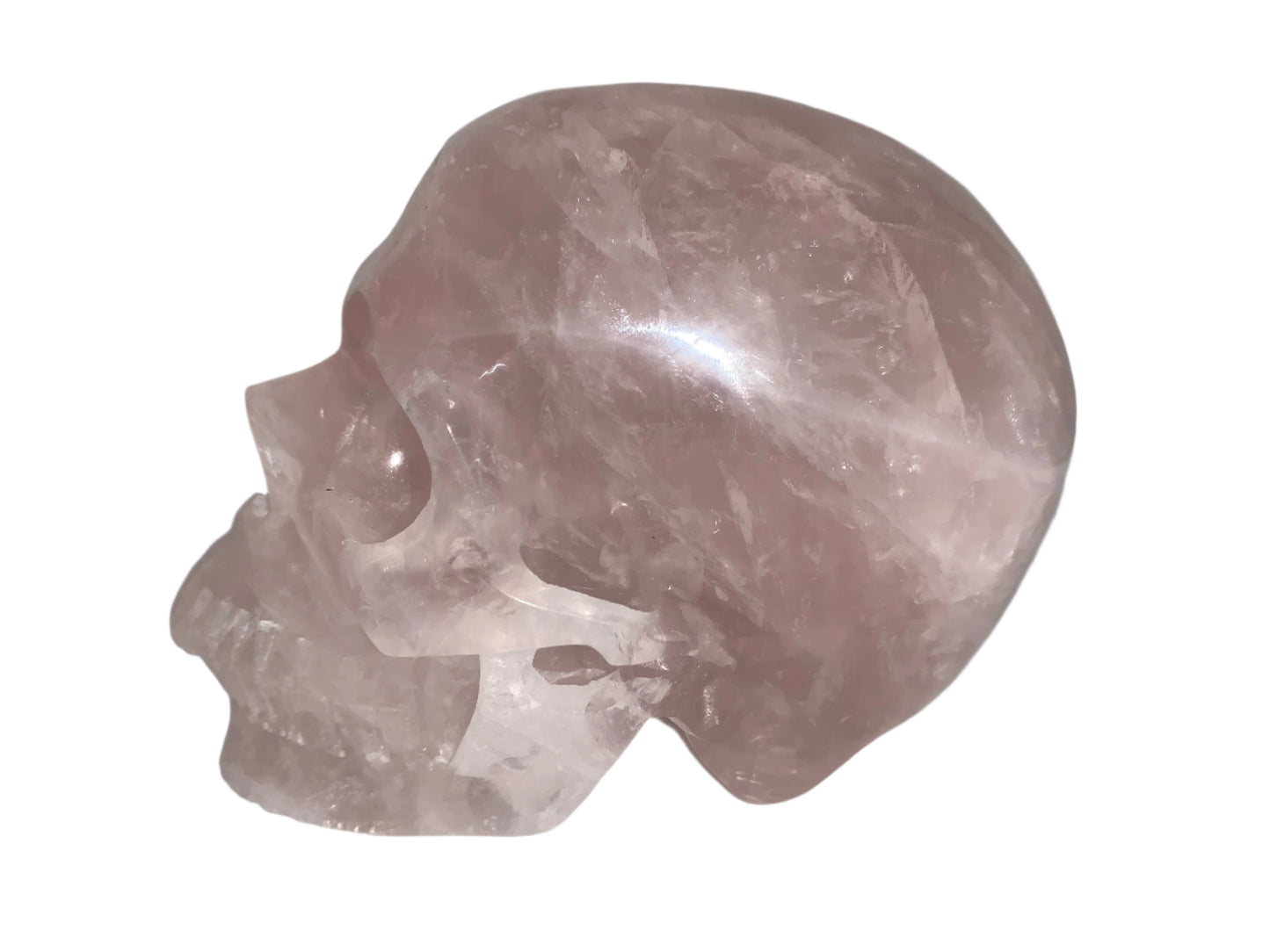 5.3" Rose Quartz Skull w/ Rainbows