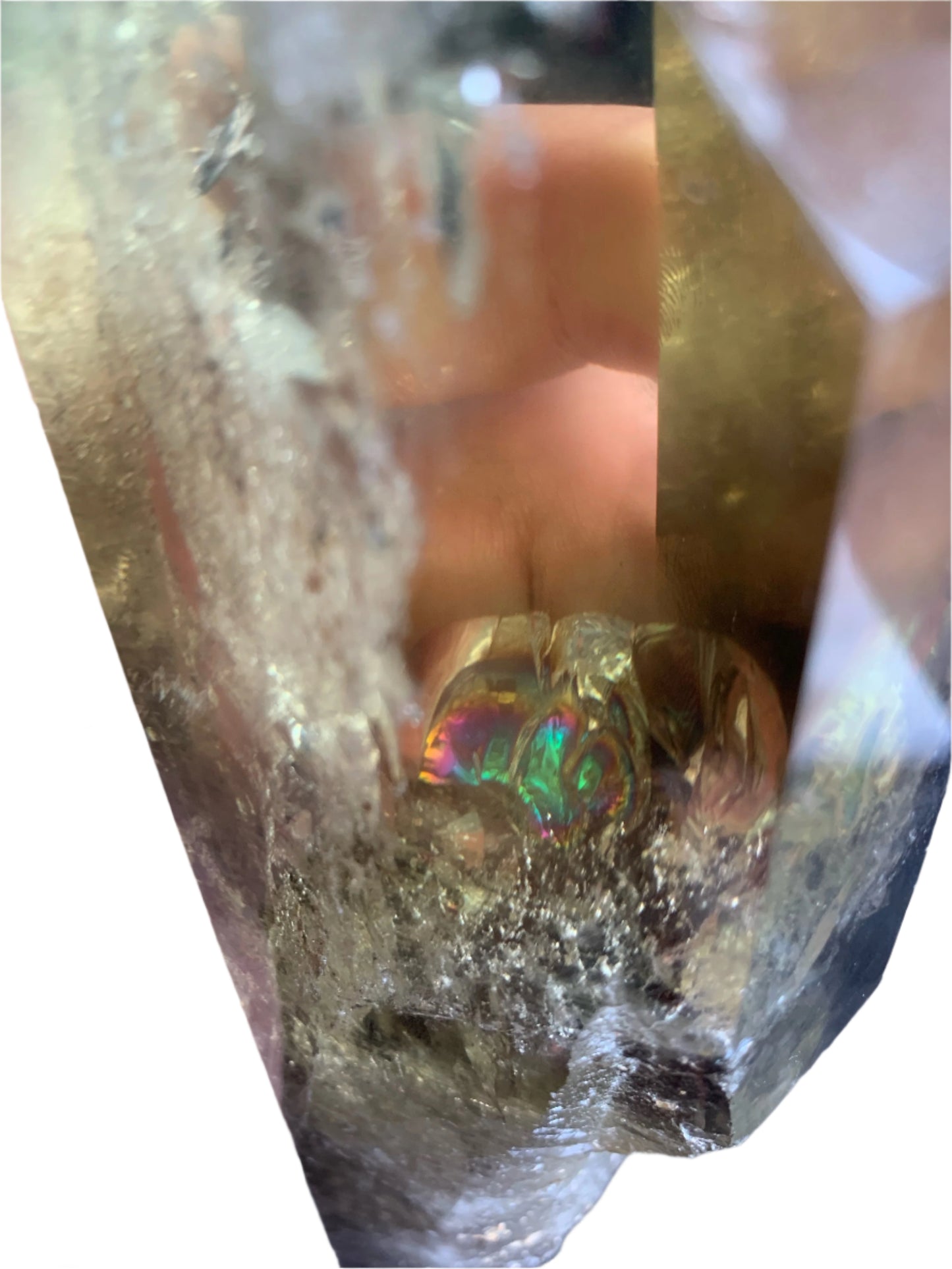 8.125" Smoky Citrine Time Keeper Generator Obelisk w/ LOTS OF RAINBOWS