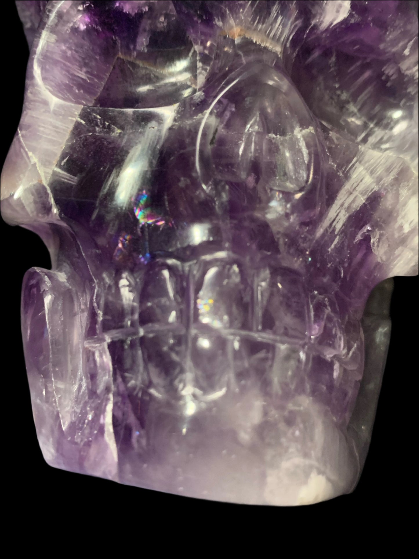 6.75" Alpine Amethyst Double Generator Skull w/ Rainbows