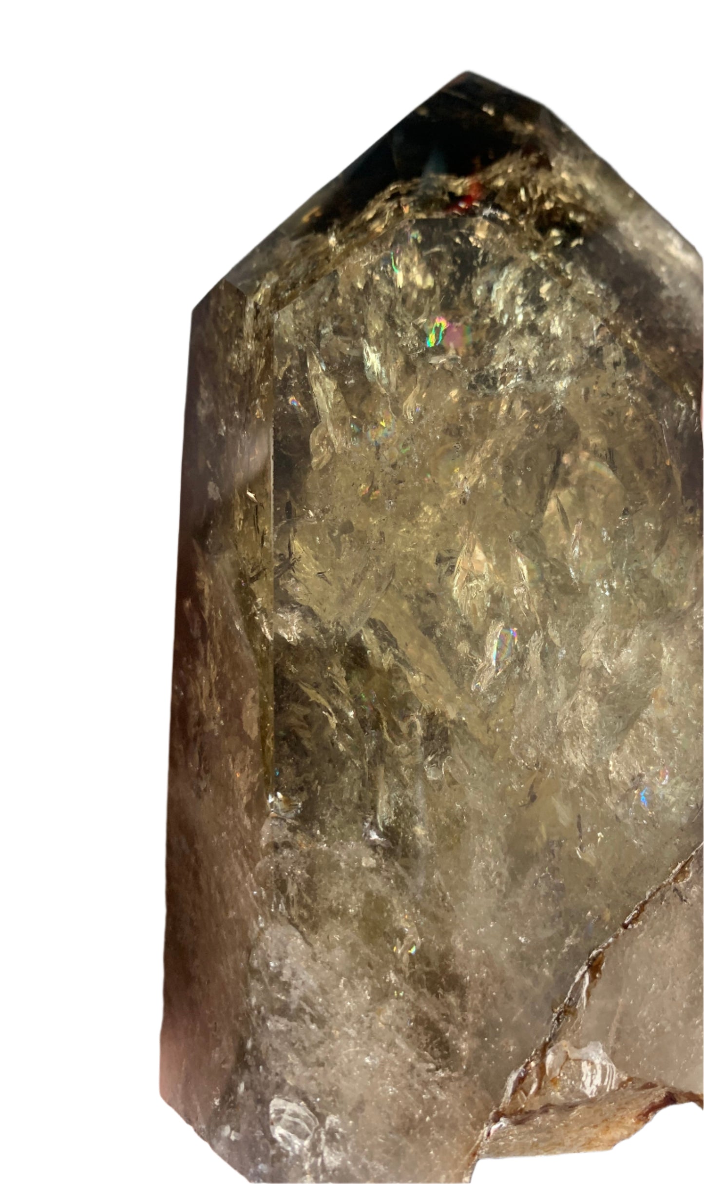6.2" Smoky Citrine Channeler & Code Keeper Quartz Point w/ Rainbows