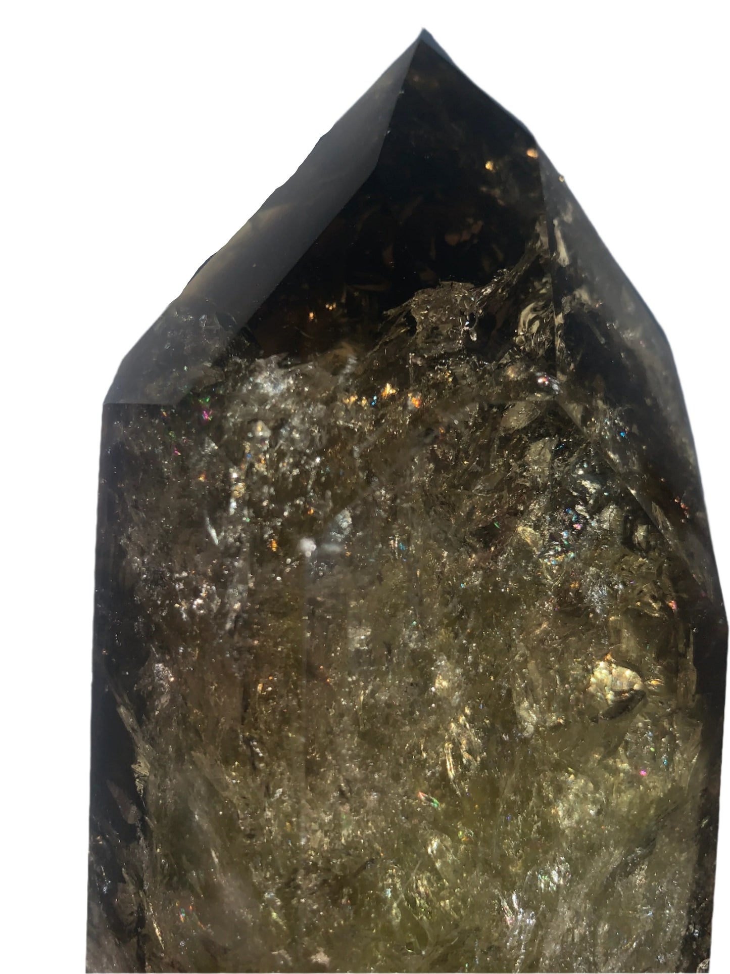 6.2" Smoky Citrine Channeler & Code Keeper Quartz Point w/ Rainbows