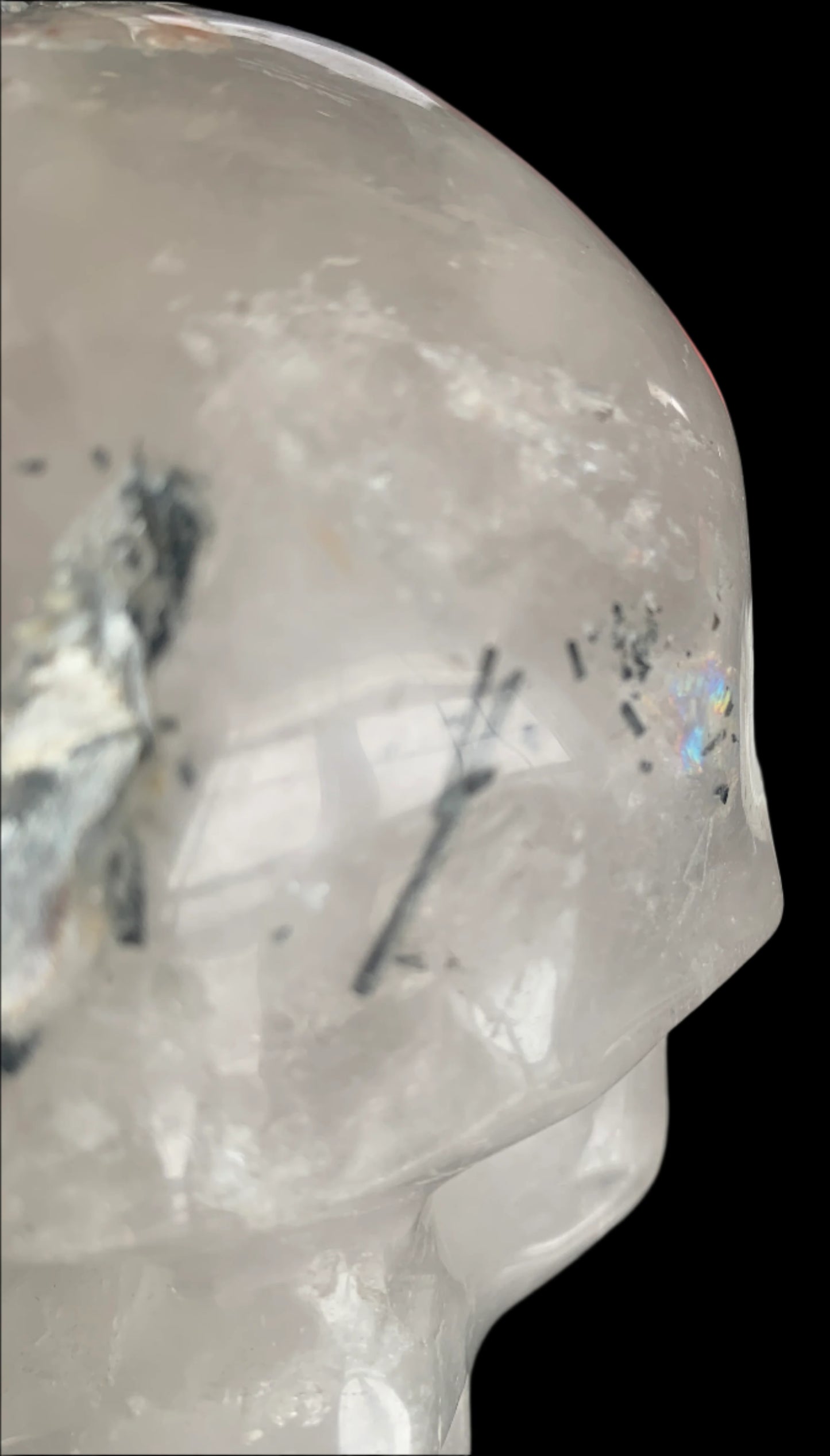 6.3" Quartz, Green Tourmaline & Chlorite Skull w/ Rainbows