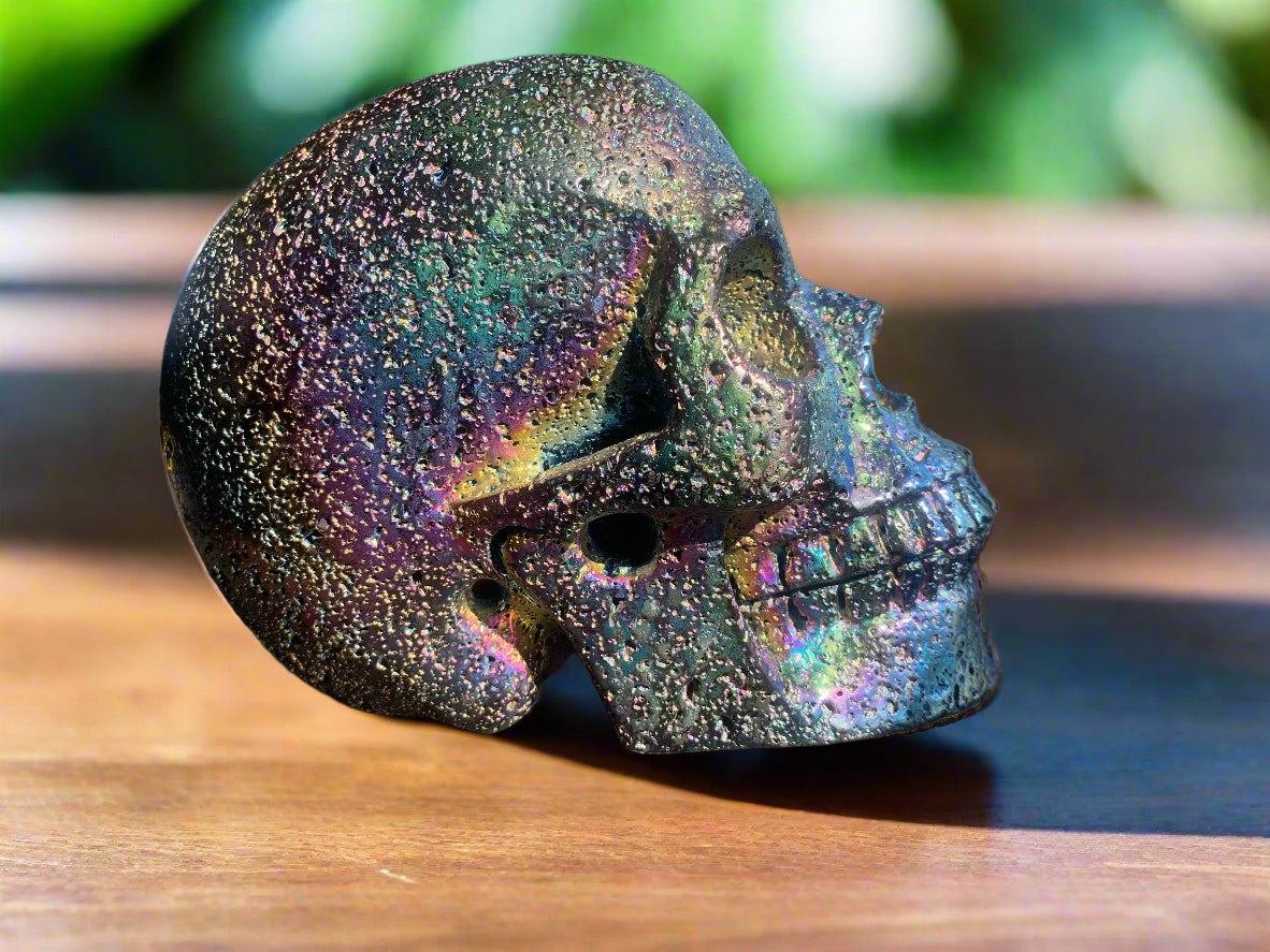 7.25" Rainbow Aura Lava Stone